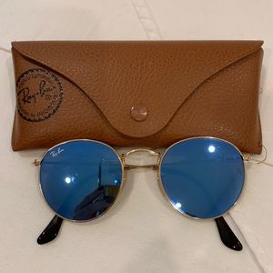Ray-Ban Round Flat Lenses - Gold/Blue